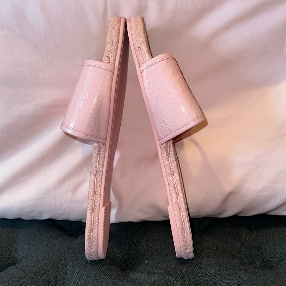 TORY BURCH - Monogram espadrille slide size 9 1/2 - Pink